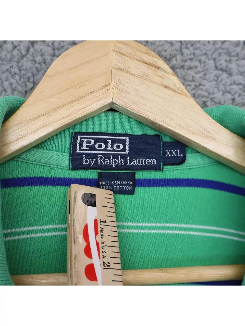 Polo Ralph Lauren Polo Shirt Men XXL Green Striped vtg tag